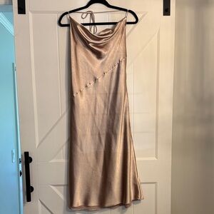 White Fox Boutique Shimmering Gold Midi Dress